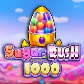 Sugar Rush 1000 slot logo by Pragmatic Play at Hollywin Casino